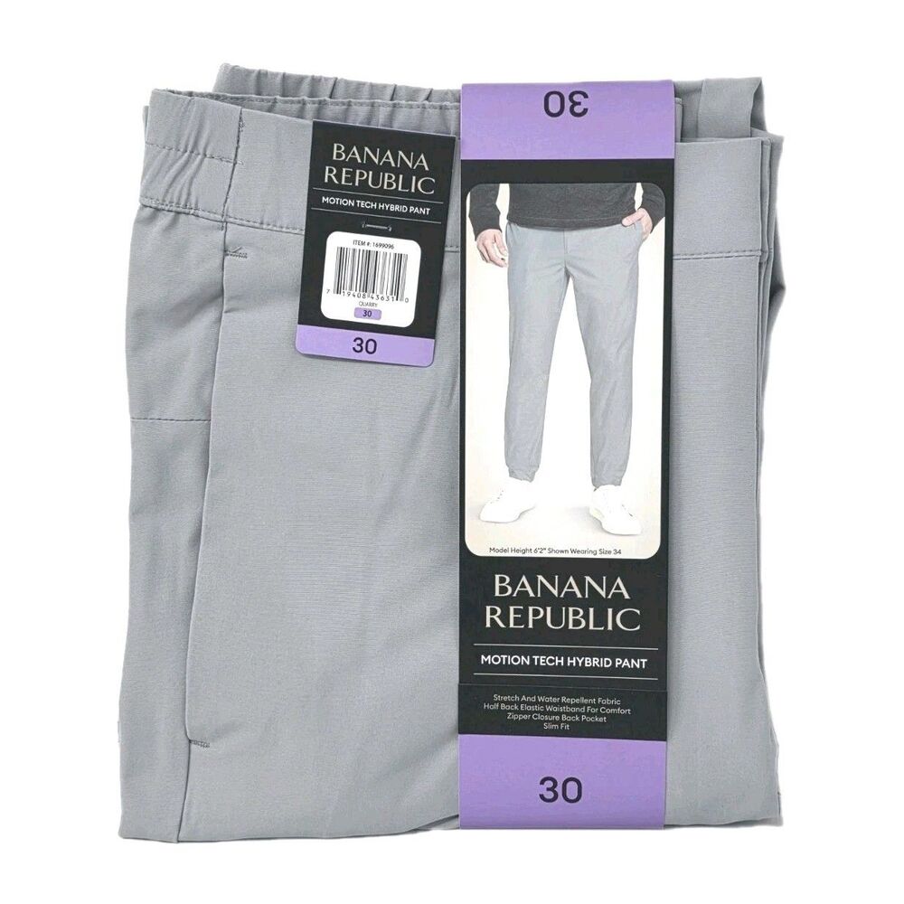 Banana Republic Men's Motion Tech Hybrid Pants Slim Fit Light Grey Size 30